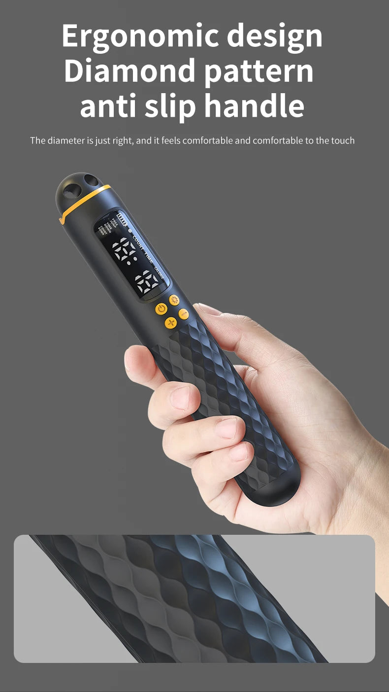 USB smart jump rope with anti slip handle and diamond pattern