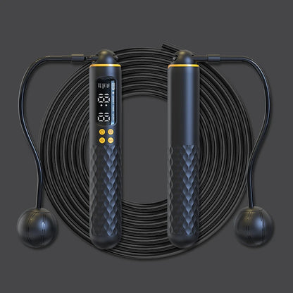 Digital jump rope with black handles 