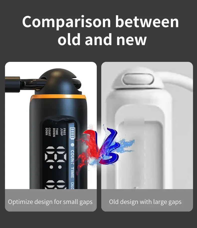 Comparison of USB Rechargeable Smart Jump Rope – Electronic Fitness Rope with Digital Counter designs, showing old vs new.