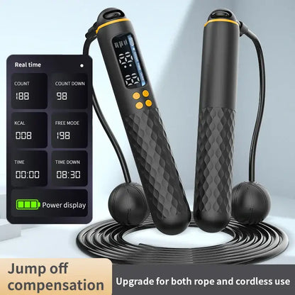 USB Rechargeable Smart Jump Rope – Electronic Fitness Rope with Digital Counter displayed with digital counter and tangle-free design.