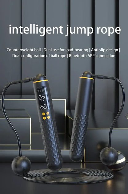 USB Rechargeable Smart Jump Rope – Electronic Fitness Rope with Digital Counter featuring intelligent design and Bluetooth APP connection.