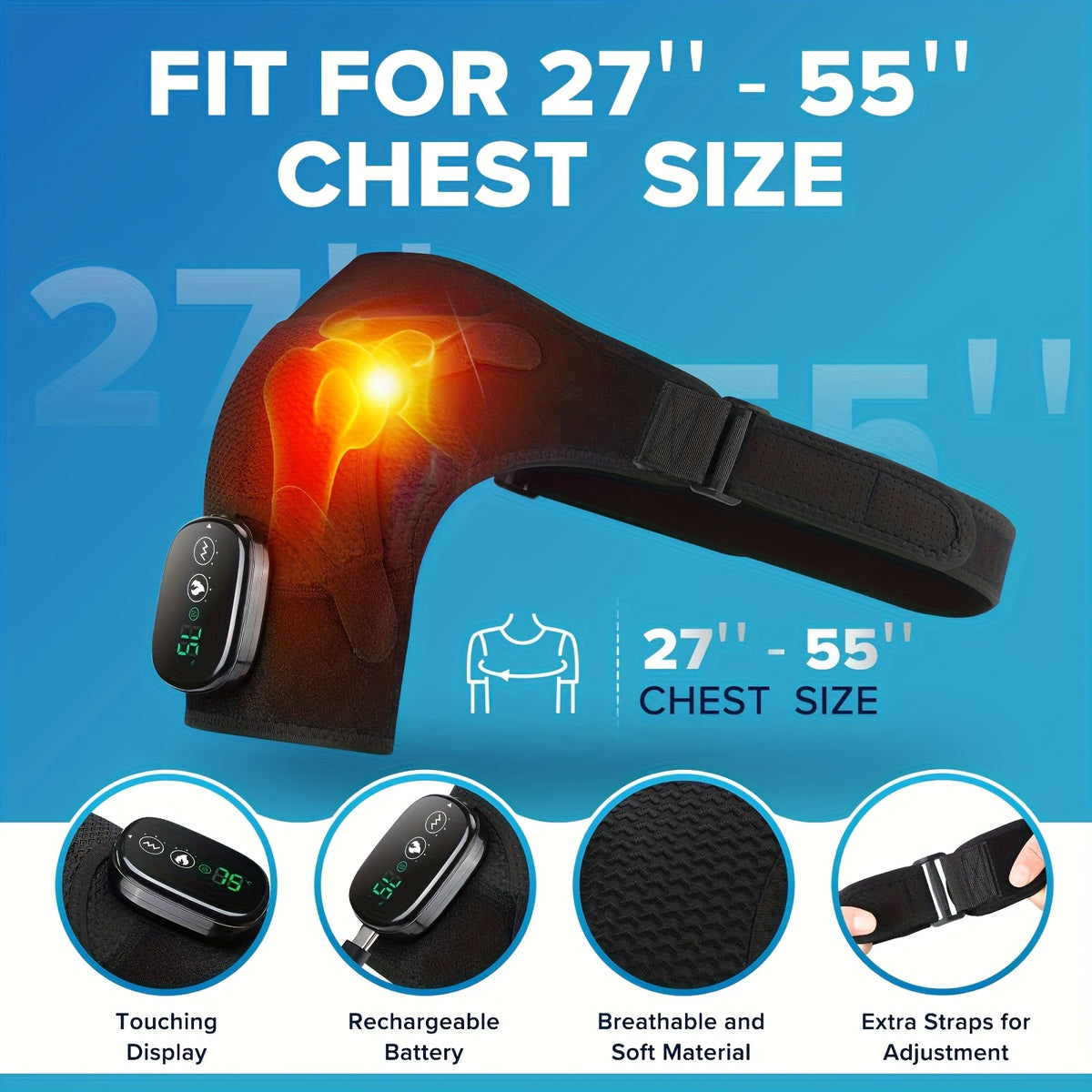 Heated shoulder pad features and size