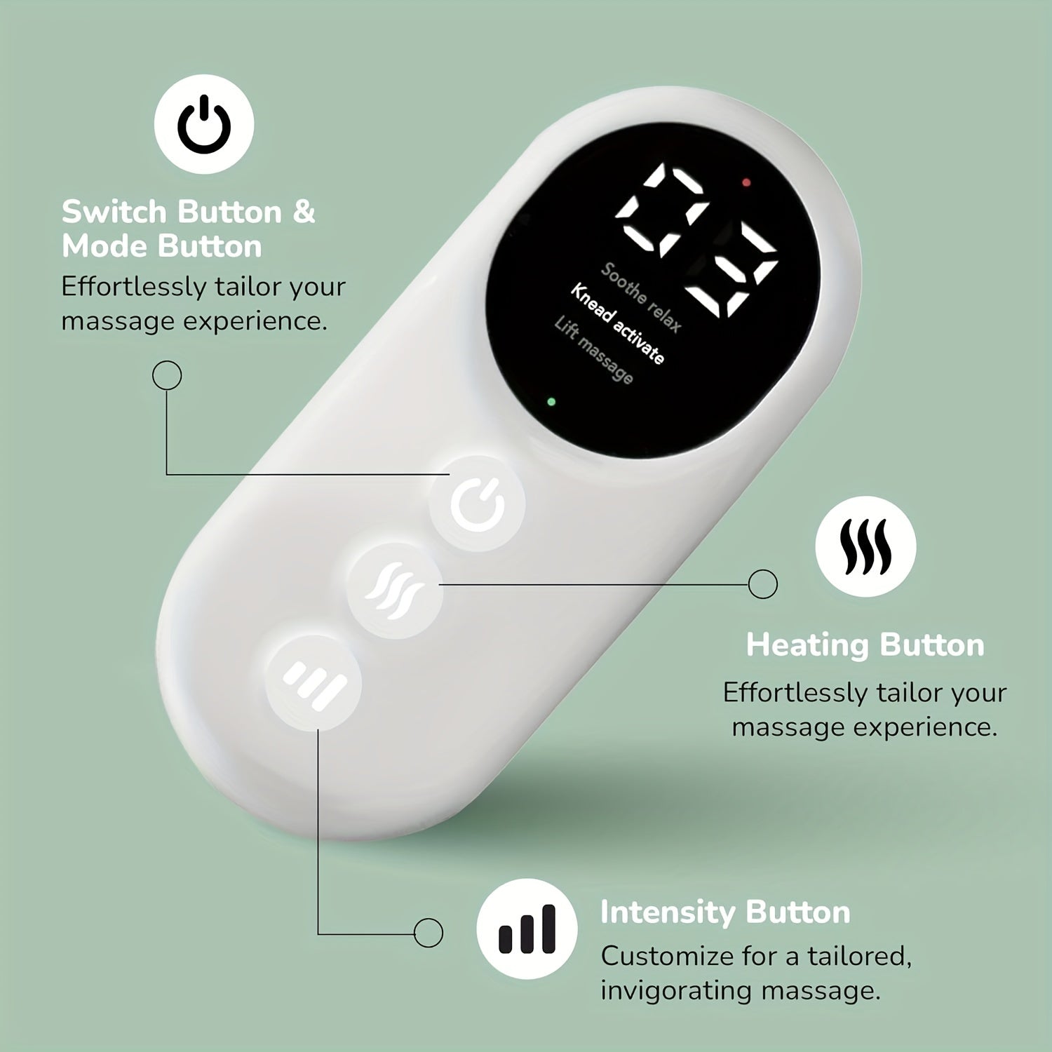 wireless leg massager with digital remote control for heat and massage modes