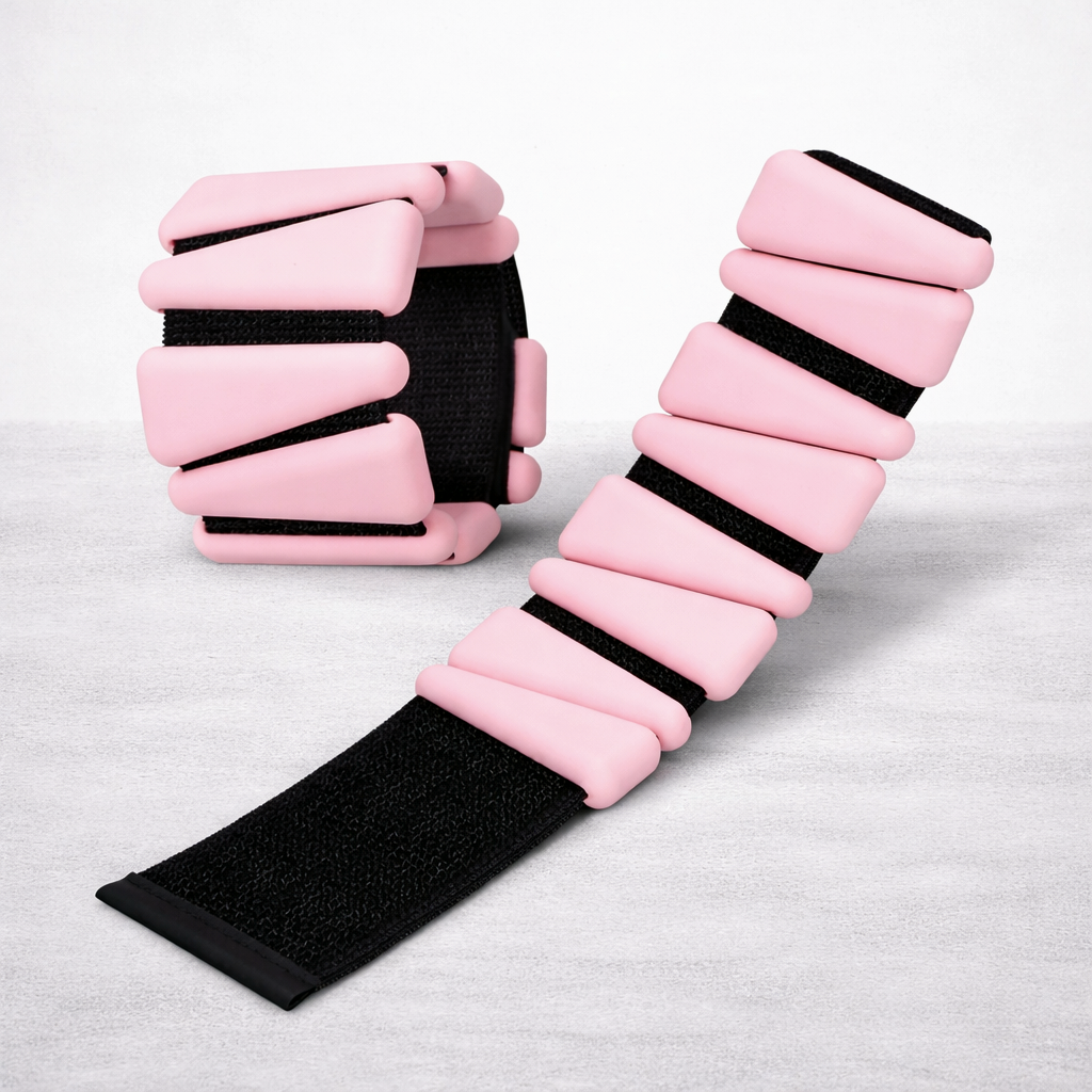 Adjustable wrist and ankle weights 2–4 lb in pink for fitness training