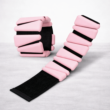 Adjustable wrist and ankle weights 2–4 lb in pink for fitness training