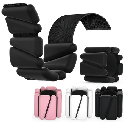Wearing ankle weights for resistance training in multiple colors