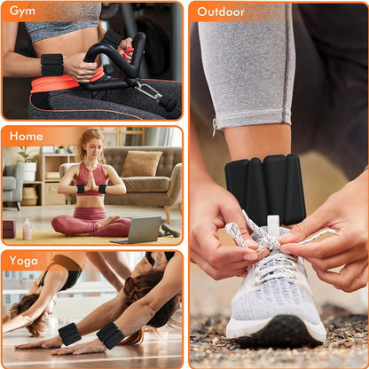 Woman using wrist and ankle weights during yoga,workout,outdoor