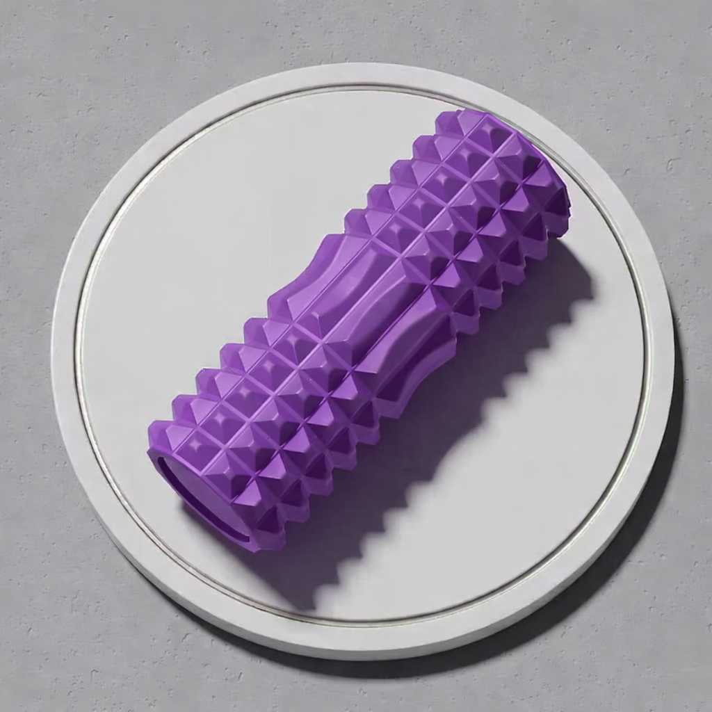 Yoga foam roller purple for muscle relaxation and stretching
