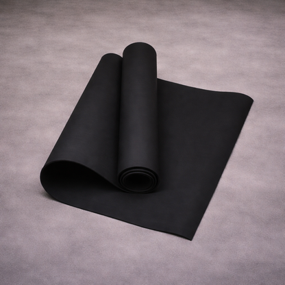Black yoga mat with non slip surface for training