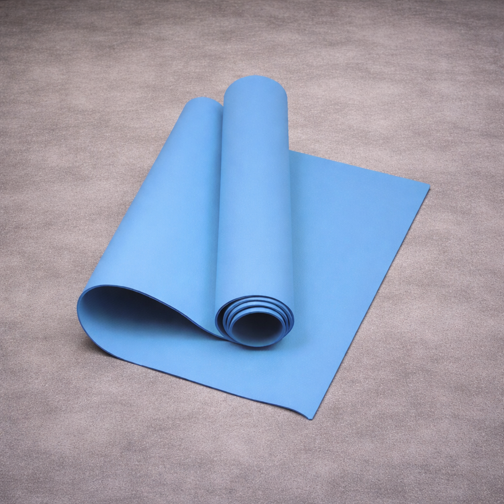 Blue yoga mat for yoga pilates and stretching