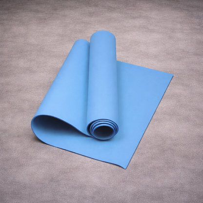 Blue yoga mat for yoga pilates and stretching