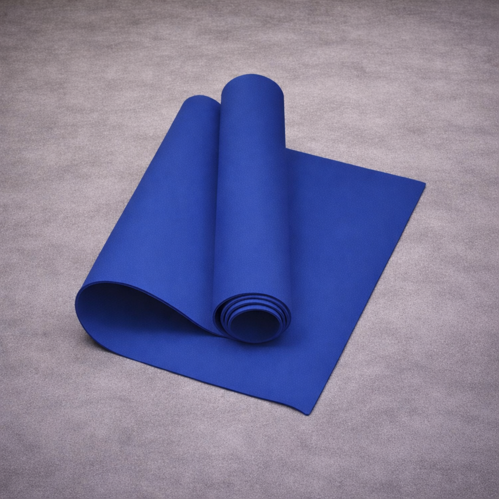 Deep blue non slip yoga mat for home workouts