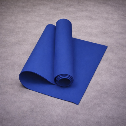 Deep blue non slip yoga mat for home workouts