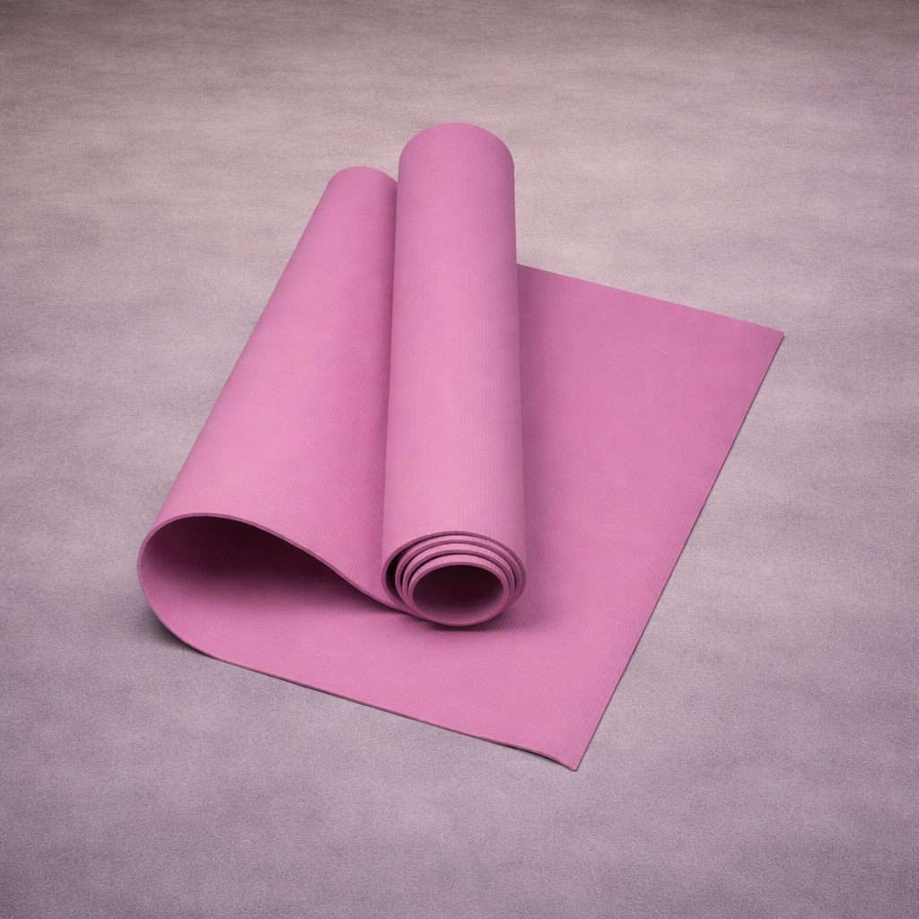 Pink yoga mat for yoga fitness and floor exercises