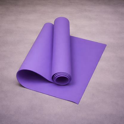 Purple yoga mat for yoga fitness and floor exercises